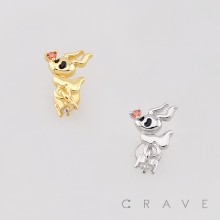 HALLOWEEN GHOST DOG ZERO PUMPKIN NOSE DANGLE CZ 316L SURGICAL STEEL THREADLESS PUSH-PIN LABRET SET